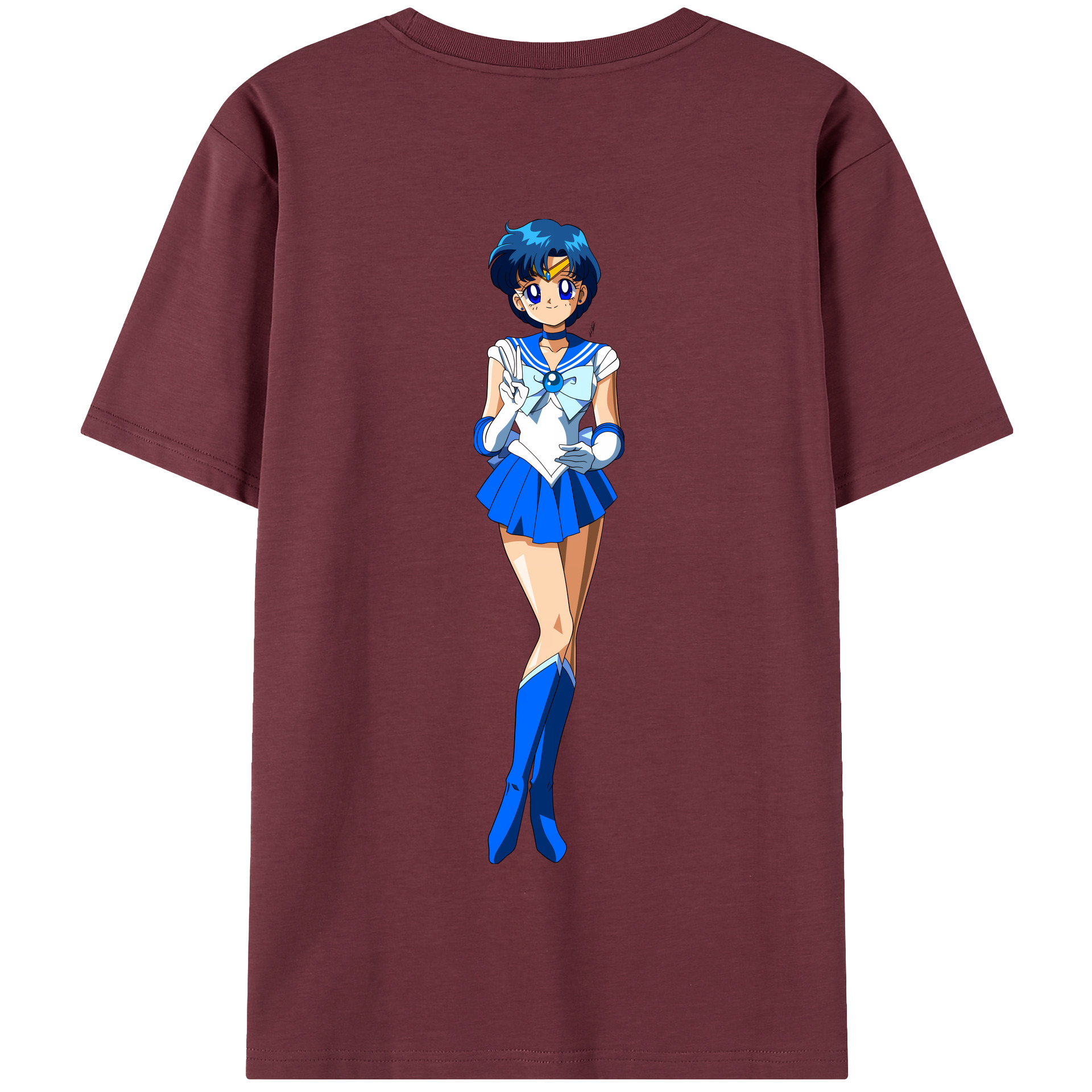 （画像用） 美少女戦士セーラームーン 水野 亜美 みずの あみ Sailor Moon Mizuno Ami 綿100％半袖Tシャツ（背面プリント）